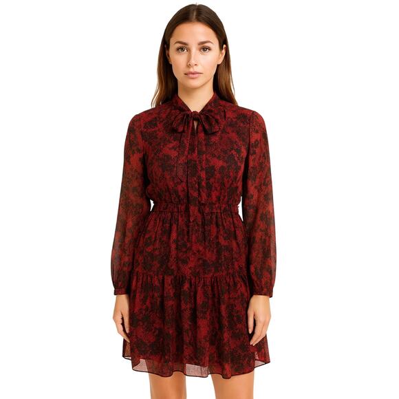 Michael Kors Dresses & Skirts - Michael Kors Red & Black Faux Lace Print Dress – NWT Size 1X